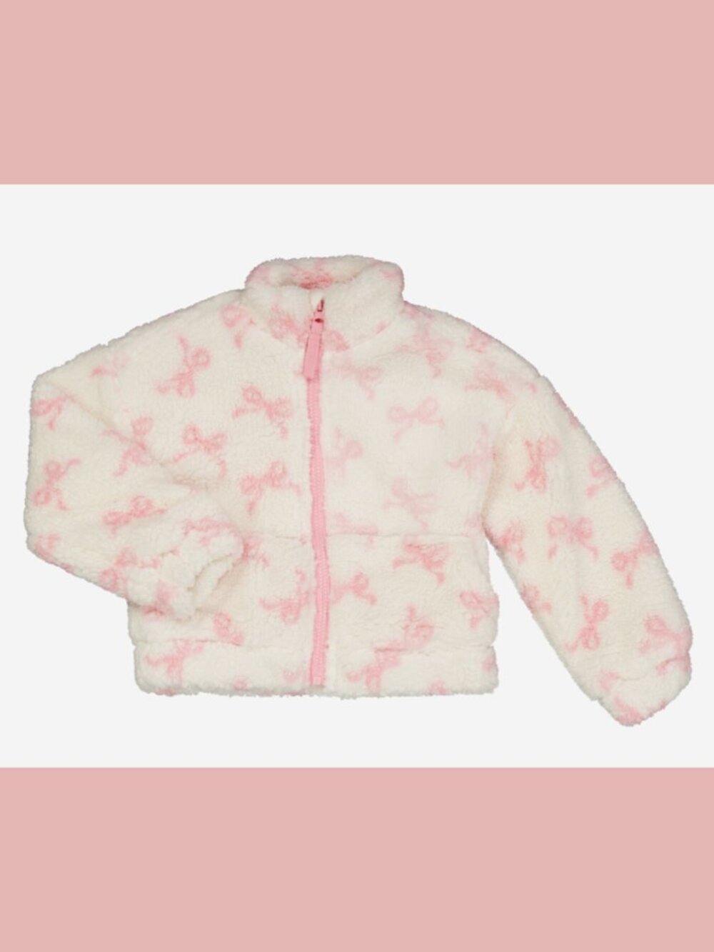 Nordstrom Birch & Stone Pink and White Bow Sherpa Jacket